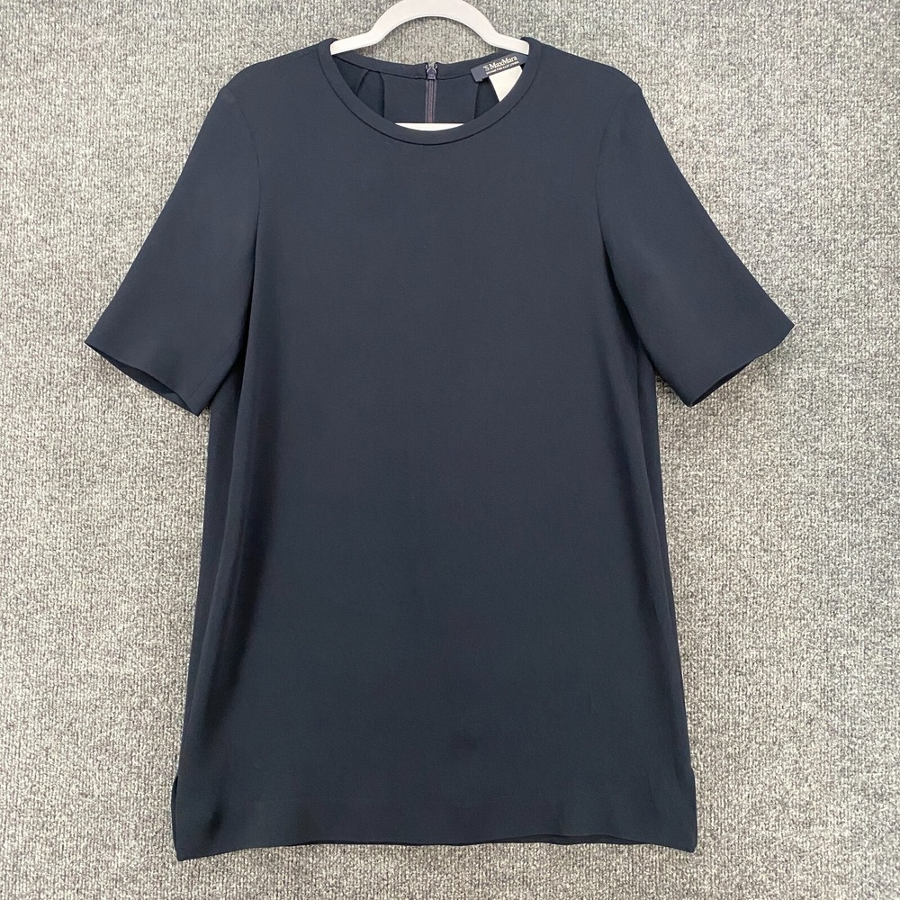 S Max Mara Dress 6 Navy Blue Shift Classic Office Career‎ Ladies Ecru Minimalist
